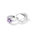 Violet Enamel Flower Zirconia Hoop Earrings 60200076