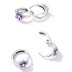 Violet Enamel Flower Zirconia Hoop Earrings 60200076