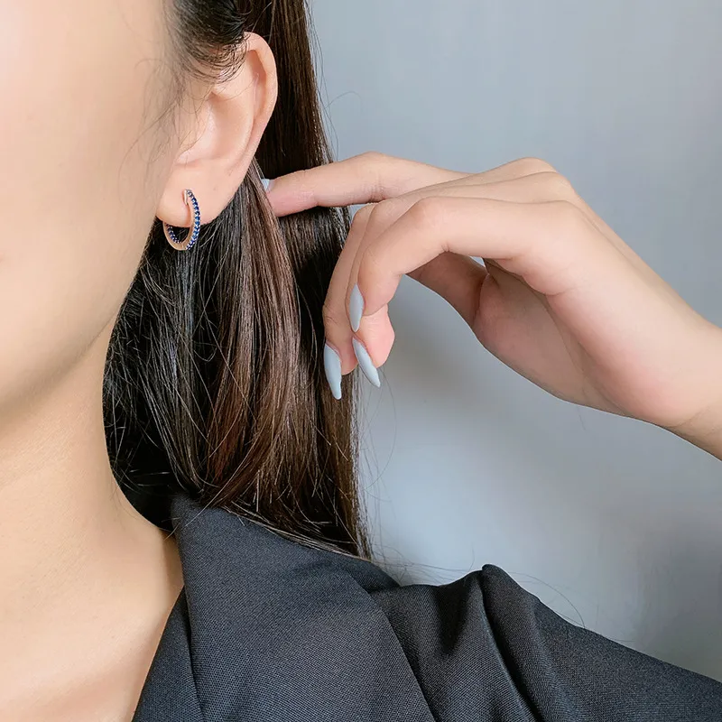 Vintage Zirconia Huggie Hoop Earrings 60200080 - image2