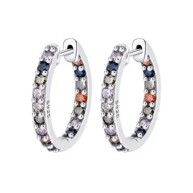 Luxury Rainbow Zirconia Huggie Hoop Earrings 60200087