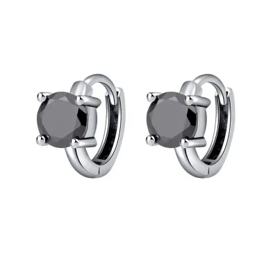 Black Zirconia Huggie Hoop Earrings 60200088