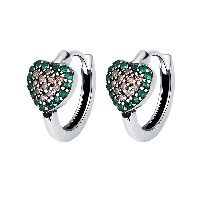 Vintage Zirconia Heart Hoop Earrings 60200093