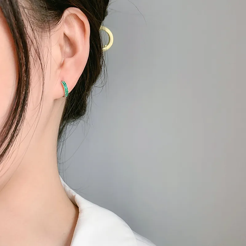 Spring Zirconia Huggie Hoop Earrings 60200096 - image2