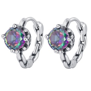 Mystic Rainbow Zirconia Huggie Hoop Earrings 60200097