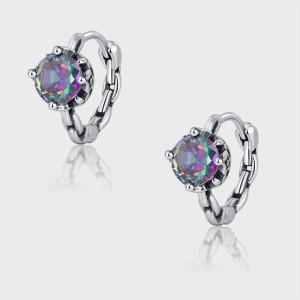 Mystic Rainbow Zirconia Huggie Hoop Earrings 60200097