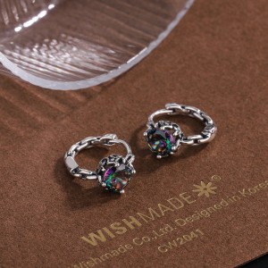 Mystic Rainbow Zirconia Huggie Hoop Earrings 60200097
