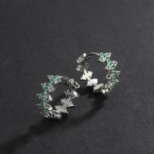Gothic Punk Zirconia Huggie Hoop Earrings 60200098