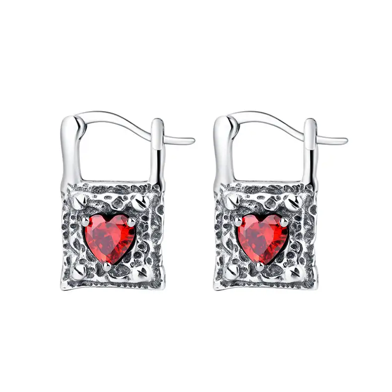 Vintage Heart Hammered Hoop Earrings 60200101