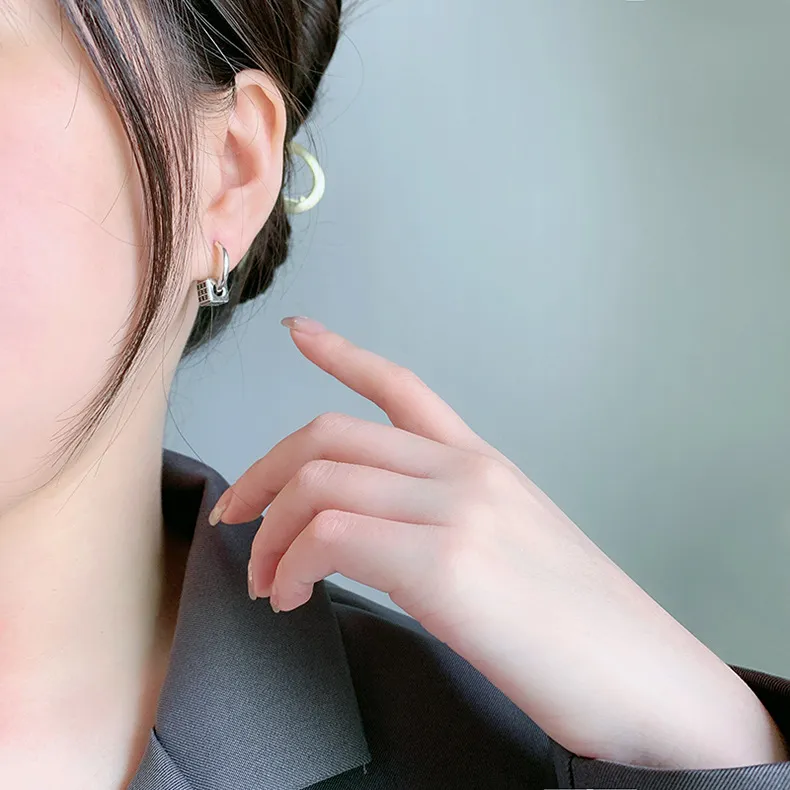 Vintage Zirconia Cube Hoop Earrings 60200102 - image2