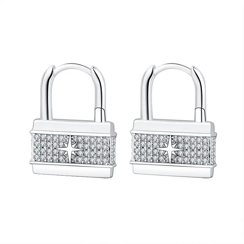 Zirconia Lock Star Hoop Earrings 60200103