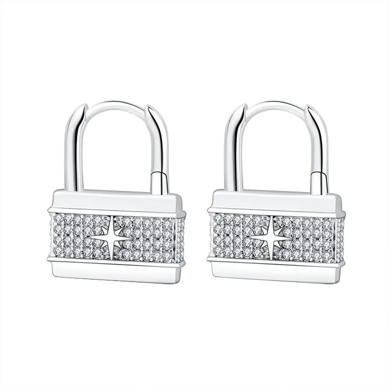 Zirconia Lock Star Hoop Earrings 60200103