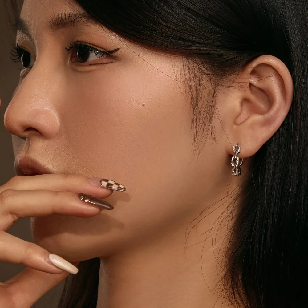 Zirconia Chain Link Hoop Earrings 60200104 - image2