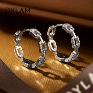 Zirconia Chain Link Hoop Earrings 60200104
