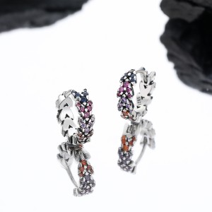 Rainbow Arrow Zirconia Hoop Earrings 60200107