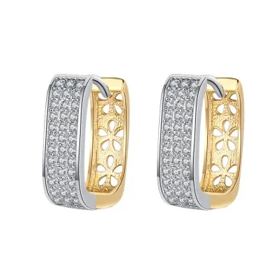Sparkle Zirconia Hollow Flowers Hoop Earrings 60200109