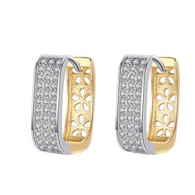 Sparkle Zirconia Hollow Flowers Hoop Earrings 60200109