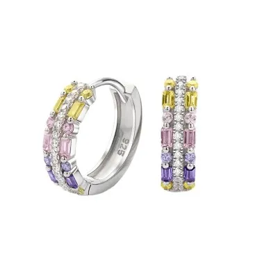 Yellow Pink Zirconia Hoop Earrings 60200110