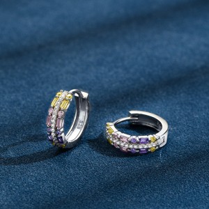 Yellow Pink Zirconia Hoop Earrings 60200110