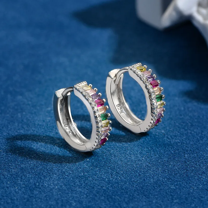 Rainbow 5A Zirconia Ladder Hoop Earrings 60200112 - image2