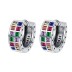 Rainbow Square Zirconia Hoop Earrings 60200113