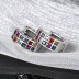 Rainbow Square Zirconia Hoop Earrings 60200113