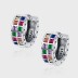 Rainbow Square Zirconia Hoop Earrings 60200113