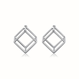 Geometric Hollow Cube Hoop Earring 60200115