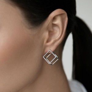 Geometric Hollow Cube Hoop Earring 60200115