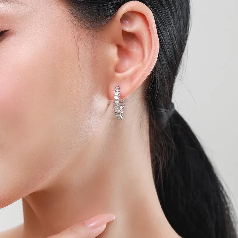 Irregular Zirconia Hoop Earring 60200125 - image1