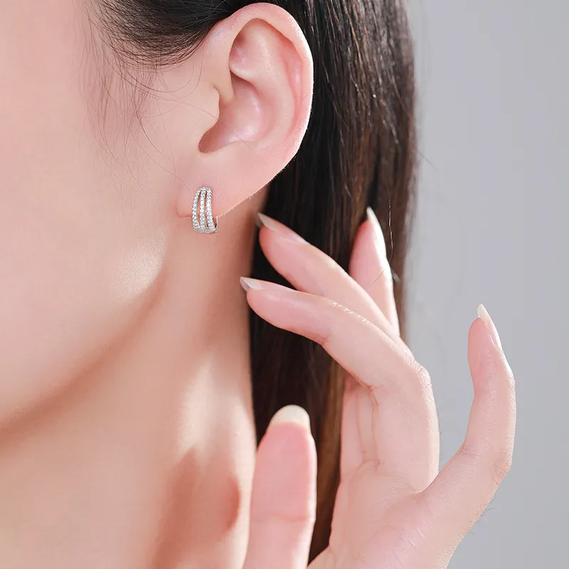 Shiny Rows Zirconia Hoop Earring 60200127 - image1