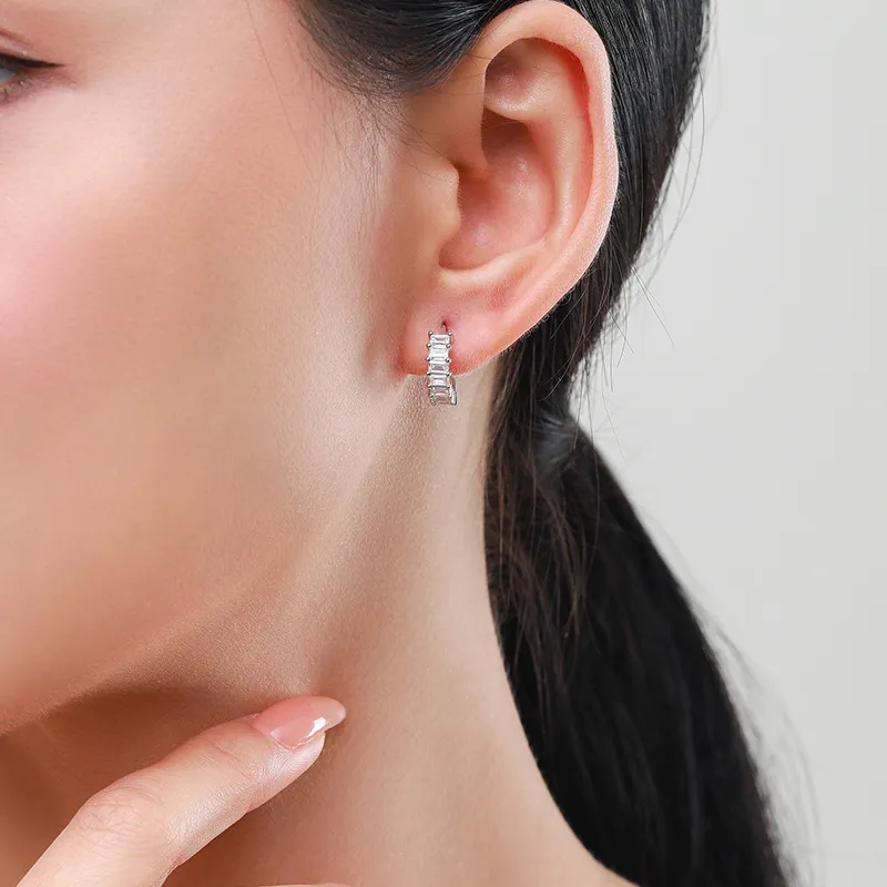 Shiny Cube Sugar Zirconia Hoop Earring 60200128 - image1