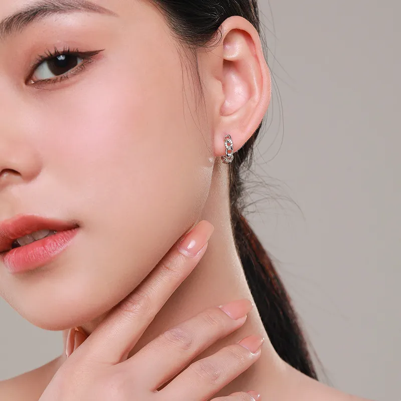 Zirconia Chain Link Hoop Earring 60200130 - image1