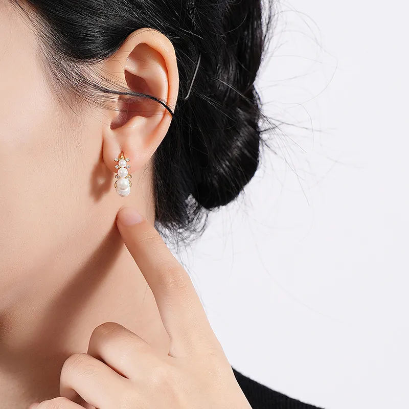 Elegant Shell Beads Zirconia Hoop Earring 60200144 - image2