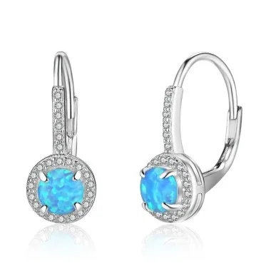 Zirconia Blue Opal Hoop Earring 60200146