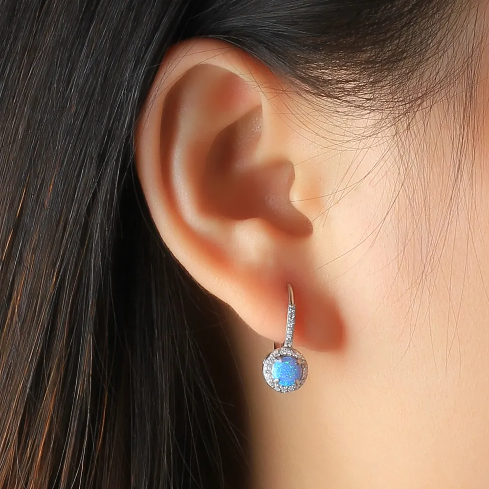 Zirconia Blue Opal Hoop Earring 60200146 - image1