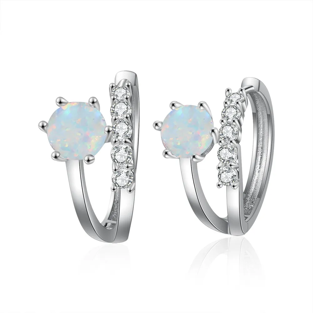 Zirconia White Opal Hoop Earring 60200147