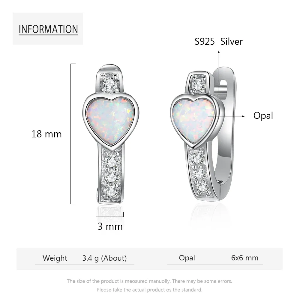 Zirconia Heart Opal Hoop Earring 60200148 - image2