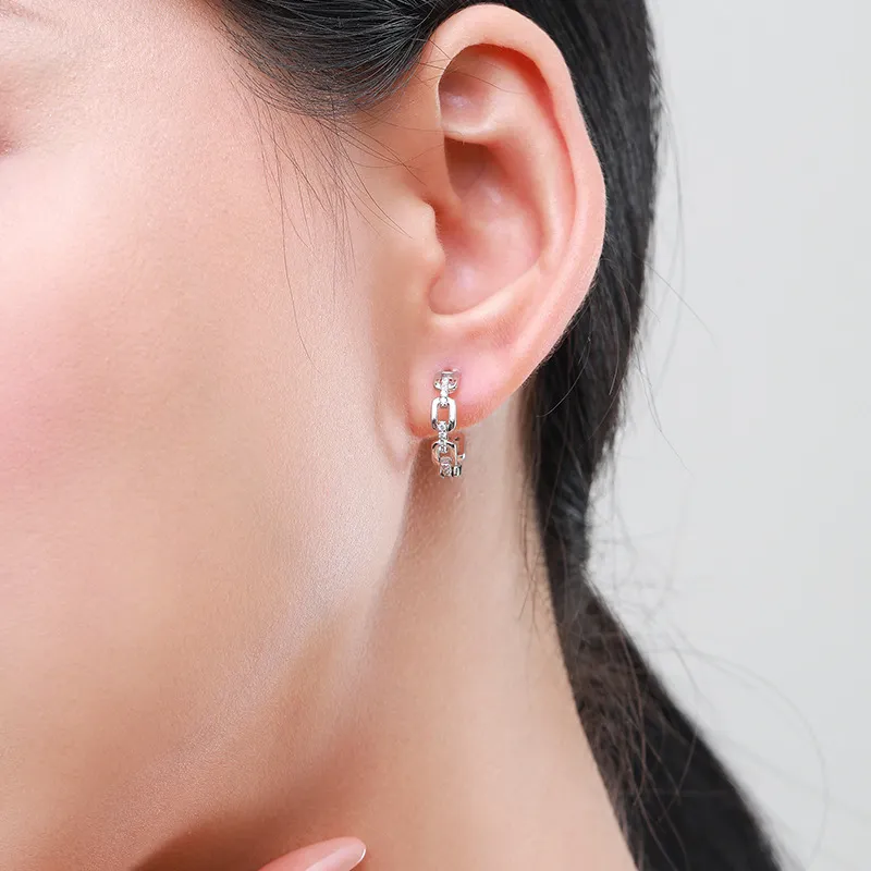 Stylish Chain Zirconia Hoop Earring 60200153 - image1