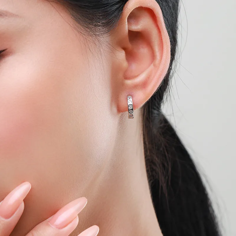 Square Round Zirconia Hoop Earring 60200155 - image1