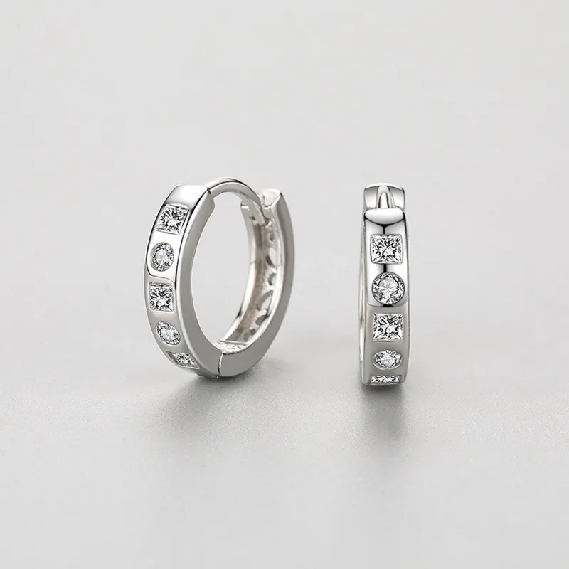 Square Round Zirconia Hoop Earring 60200155 - image2