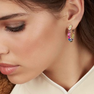 Shiny Rainbow Zirconia Big Hoop Earring 60200163