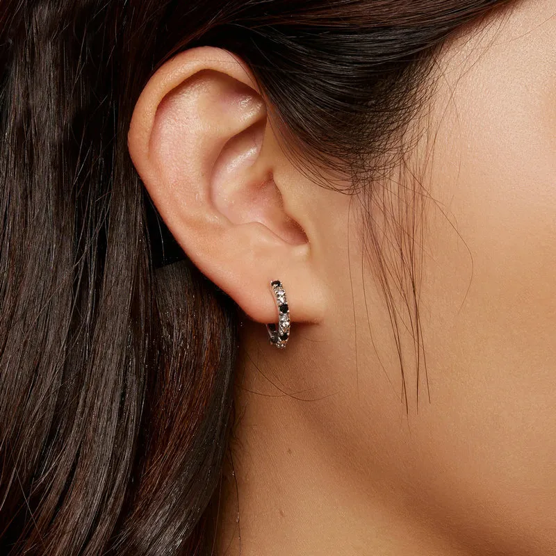Iris Flower Black Zirconia Hoop Earrings 60200164 - image1