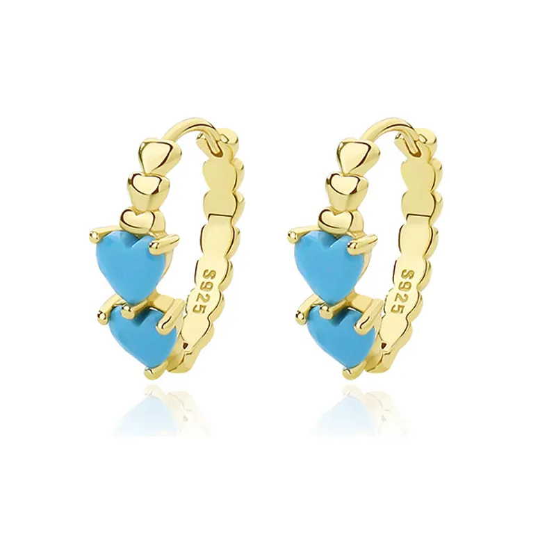 Blue Love Heart Turquoise Hoop Earrings 60200166