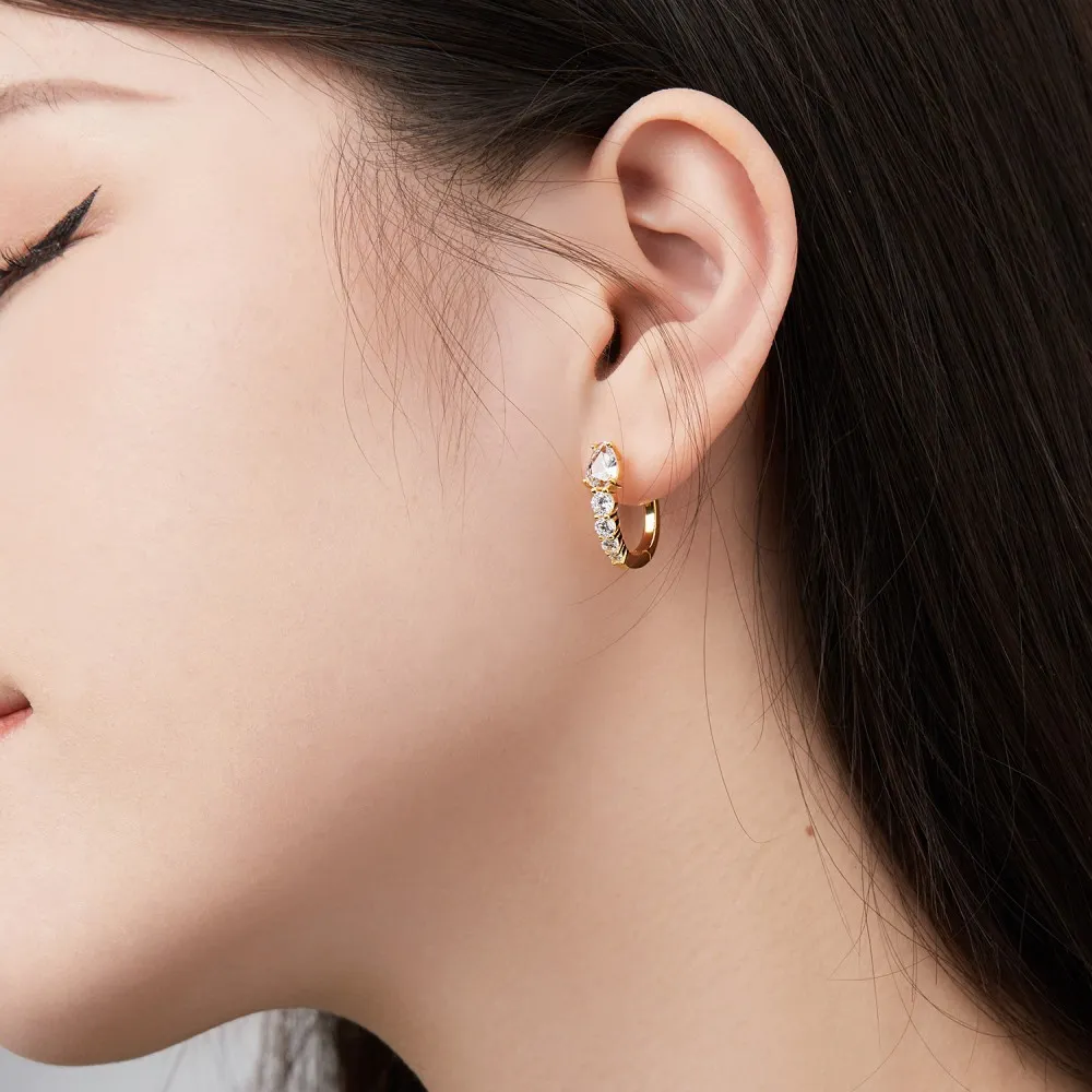 Sparkle Teardrop Zirconia U Shape Hoop Earrings 60200168 - image1