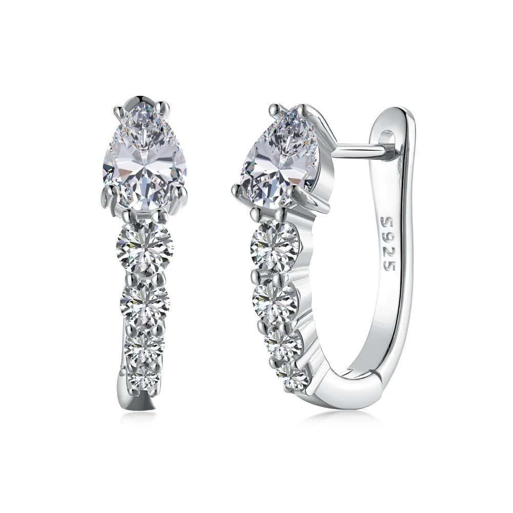 Sparkle Teardrop Zirconia U Shape Hoop Earrings 60200168