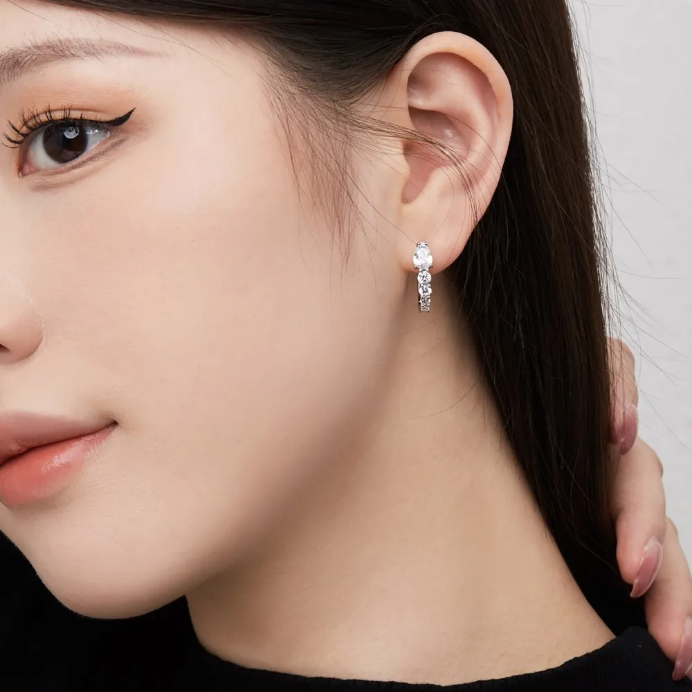 Sparkle Teardrop Zirconia U Shape Hoop Earrings 60200168 - image2
