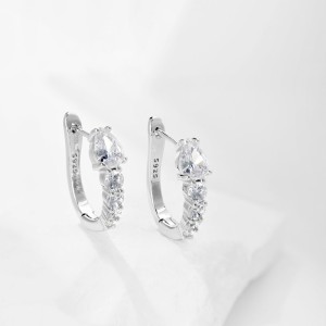 Sparkle Teardrop Zirconia U Shape Hoop Earrings 60200168