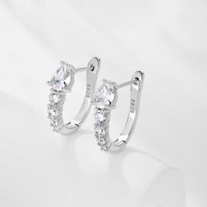 Sparkle Teardrop Zirconia U Shape Hoop Earrings 60200168