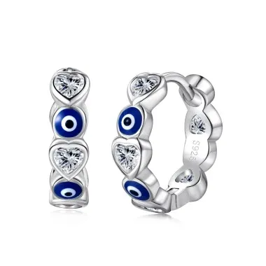 Evil Eye Heart Zirconia Hoop Earrings 60200170