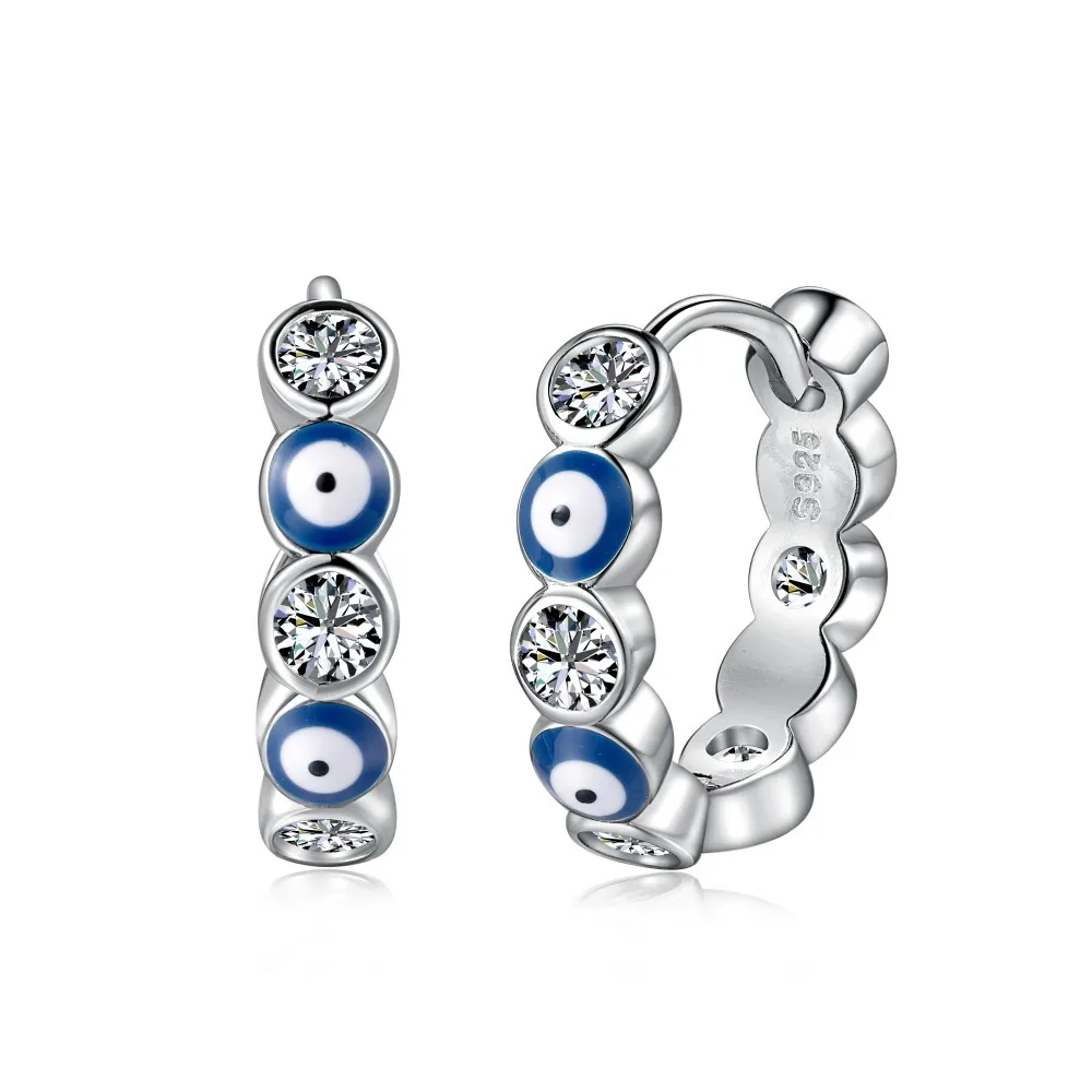 Evil Eye Round Zirconia Hoop Earrings 60200171